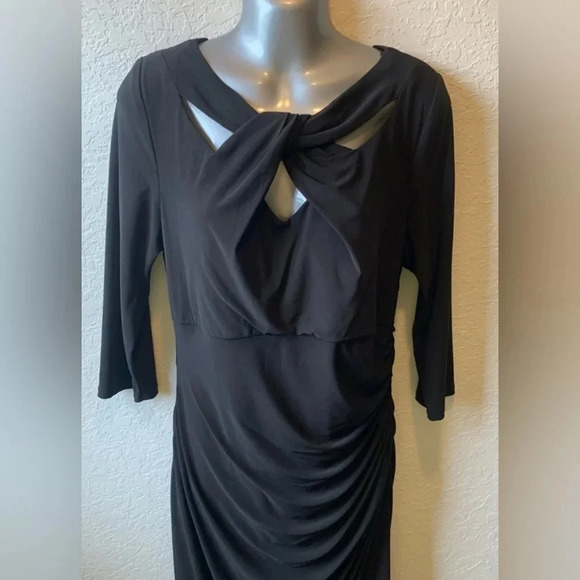 INC International Women's Black CutOut Twist Front Ruched Dress - Picture 3 of 6